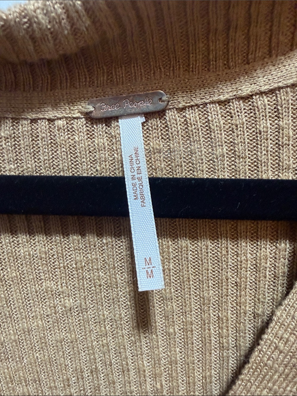 Free People Button-Front V-Neck Cardigan in Camel Brown - Picture 2 of 6